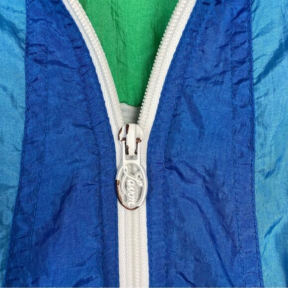 Vintage Athletic Warm Up Jacket White Blue Green - Picture 4 of 7